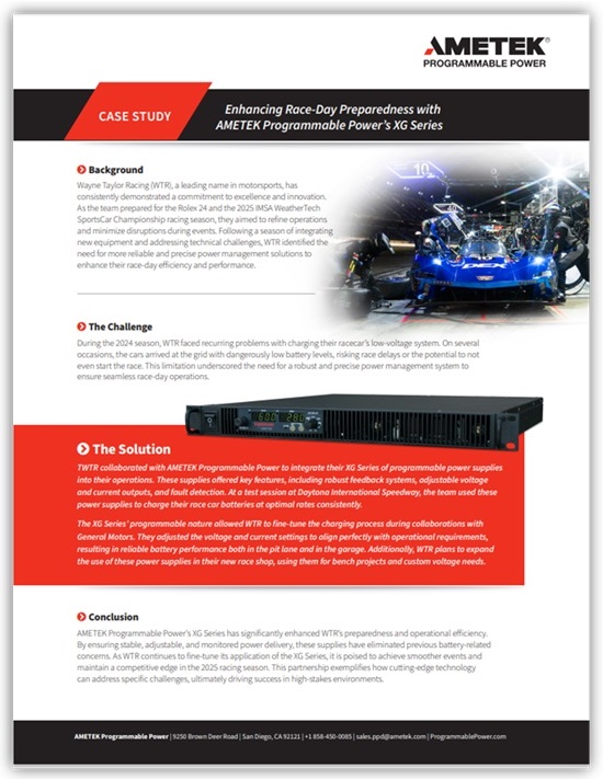 AMETEK Programmable Power Case Study Wayne Taylor Racing Case Study - Ametek Programmable Power