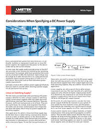 Considerations When Specifying a DC Power Supply Considerations When Specifying a DC Power Supply